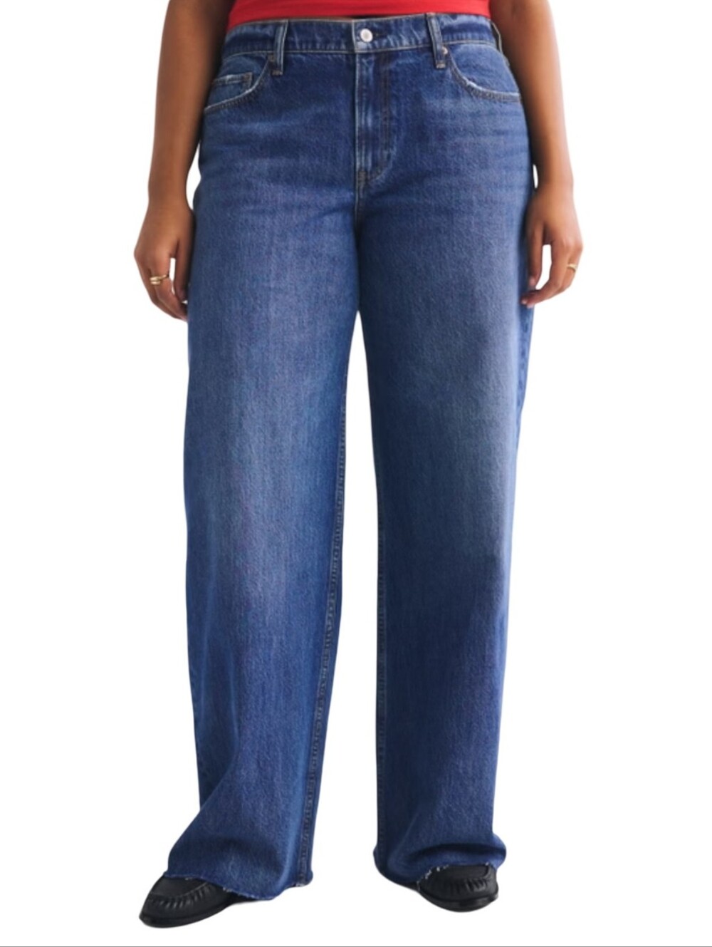 Abercrombie & Fitch Mid Rise Women's Wide-Leg Jeans i Medium Blue Wash Plus 18